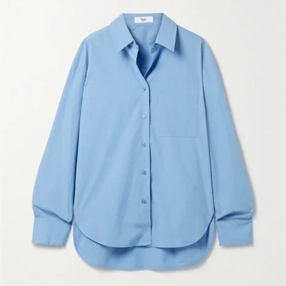 The Frankie Shop Blue Lui Organic Cotton Button Down Shirt - Picture 6 of 16